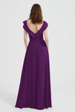 flattering bridesmaid dress v neckline flutter sleeves formal evening party dresses gowns