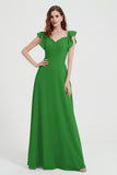 flattering bridesmaid dress v neckline flutter sleeves formal evening party dresses gowns