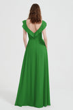 flattering bridesmaid dress v neckline flutter sleeves formal evening party dresses gowns