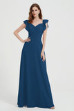 flattering bridesmaid dress v neckline flutter sleeves formal evening party dresses gowns