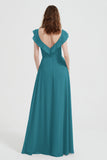 flattering bridesmaid dress v neckline flutter sleeves formal evening party dresses gowns