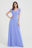 flattering bridesmaid dress v neckline flutter sleeves formal evening party dresses gowns
