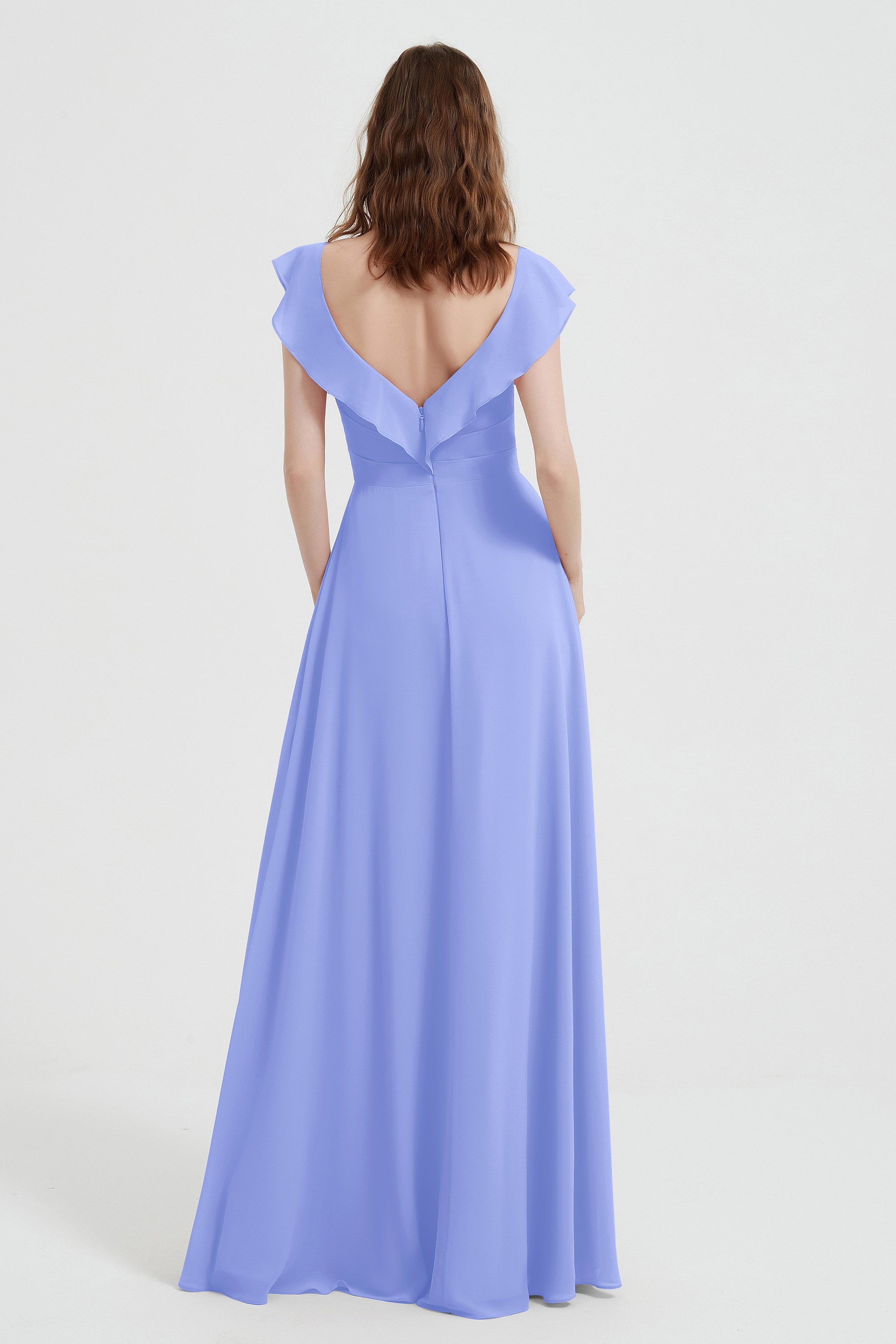 flattering bridesmaid dress v neckline flutter sleeves formal evening party dresses gowns