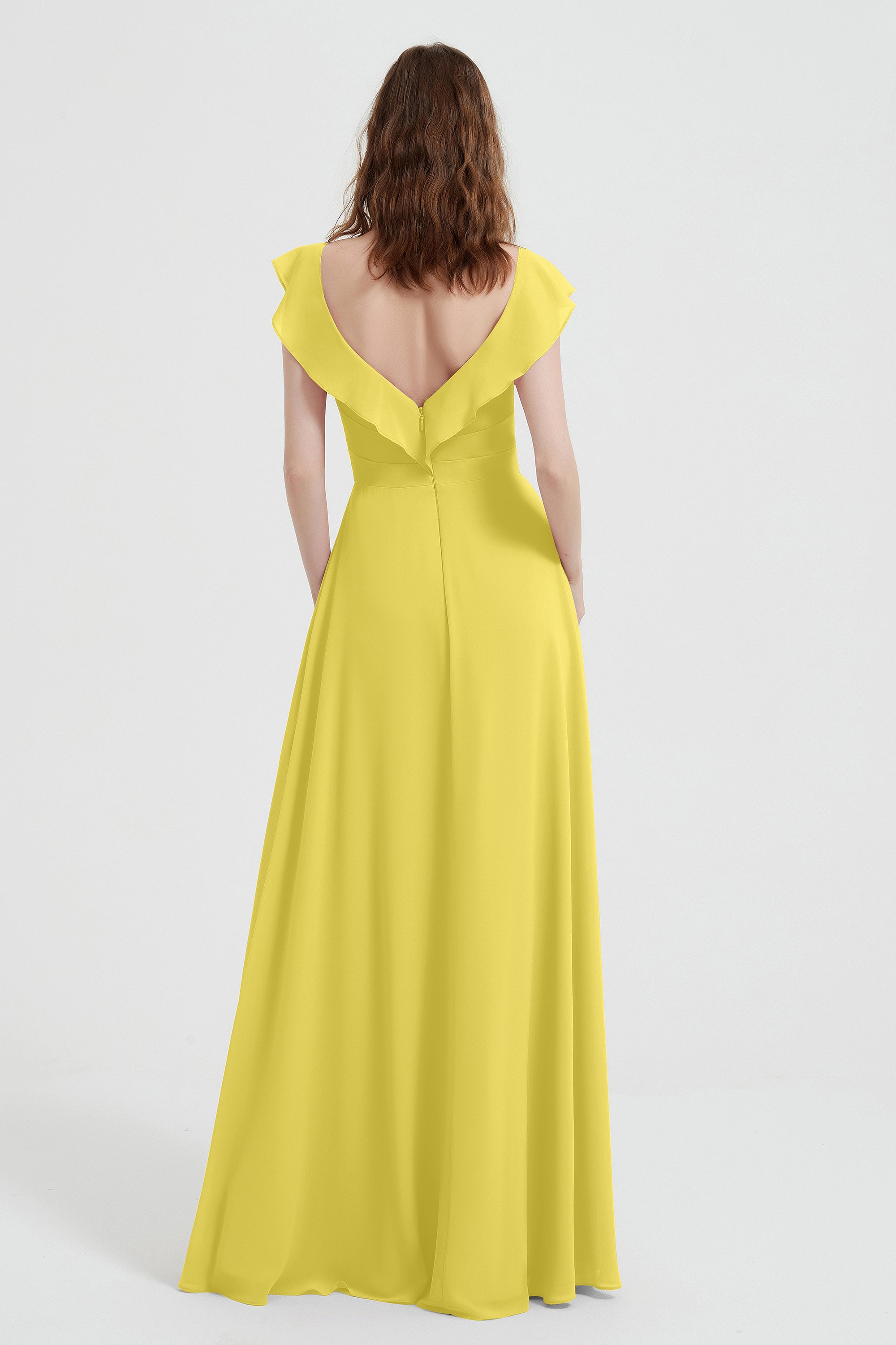 flattering bridesmaid dress v neckline flutter sleeves formal evening party dresses gowns