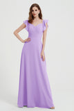 flattering bridesmaid dress v neckline flutter sleeves formal evening party dresses gowns