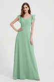 flattering bridesmaid dress v neckline flutter sleeves formal evening party dresses gowns