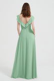 flattering bridesmaid dress v neckline flutter sleeves formal evening party dresses gowns