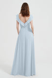 flattering bridesmaid dress v neckline flutter sleeves formal evening party dresses gowns