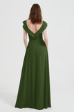 flattering bridesmaid dress v neckline flutter sleeves formal evening party dresses gowns