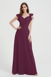 flattering bridesmaid dress v neckline flutter sleeves formal evening party dresses gowns
