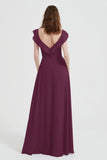 flattering bridesmaid dress v neckline flutter sleeves formal evening party dresses gowns