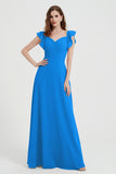 flattering bridesmaid dress v neckline flutter sleeves formal evening party dresses gowns