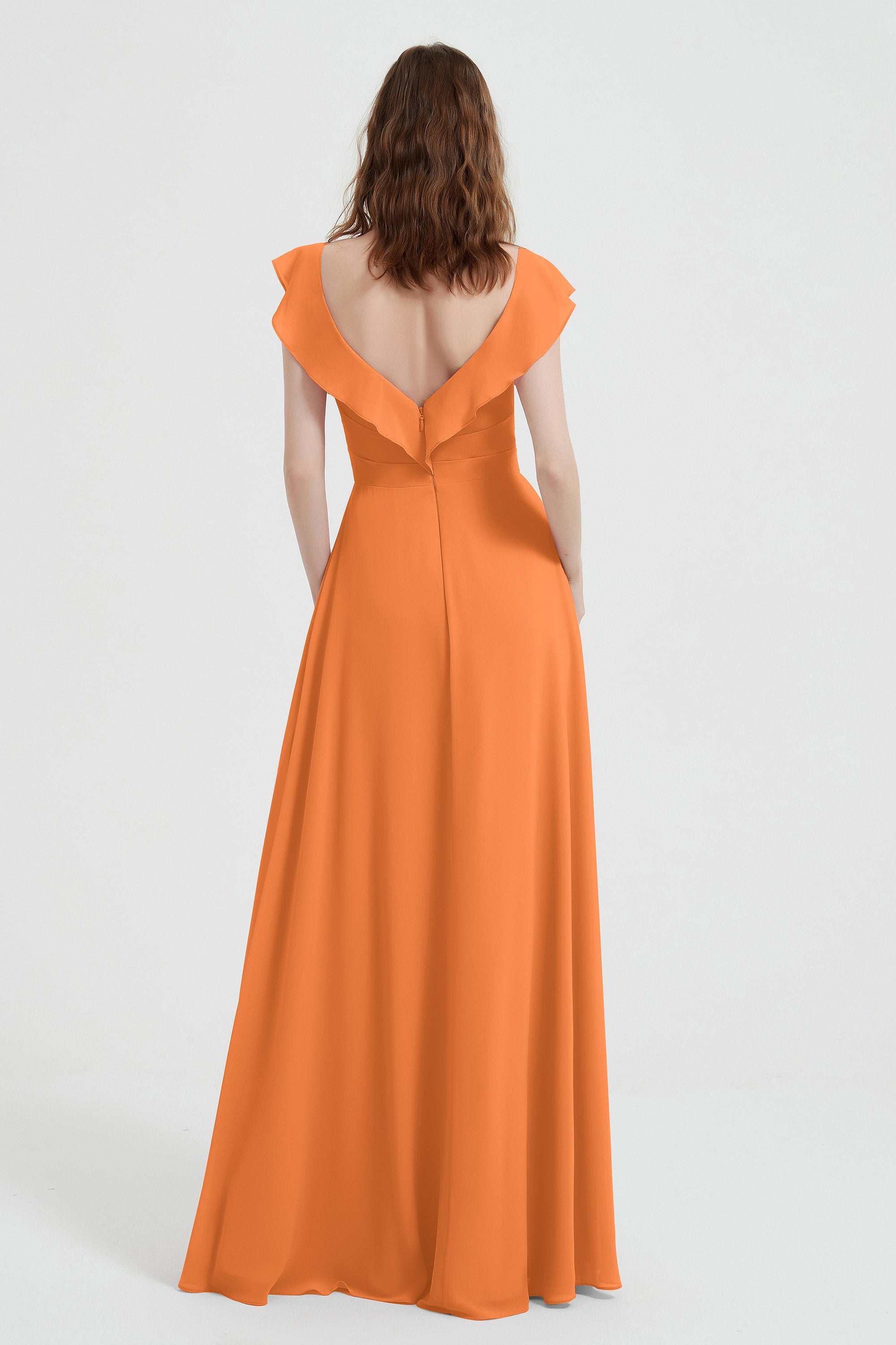 flattering bridesmaid dress v neckline flutter sleeves formal evening party dresses gowns