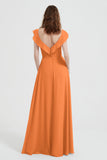 flattering bridesmaid dress v neckline flutter sleeves formal evening party dresses gowns