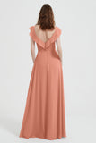 flattering bridesmaid dress v neckline flutter sleeves formal evening party dresses gowns