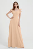 flattering bridesmaid dress v neckline flutter sleeves formal evening party dresses gowns
