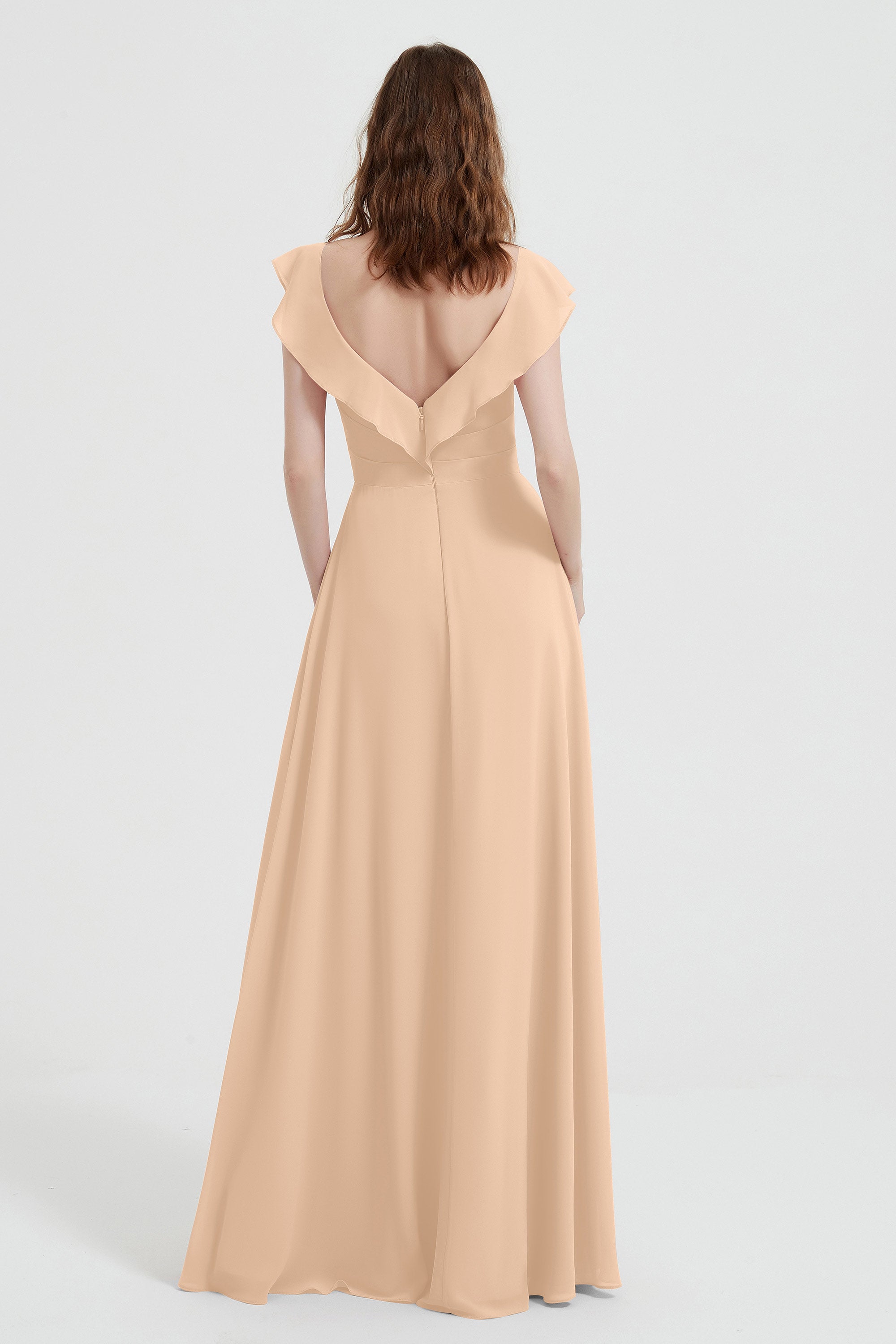 flattering bridesmaid dress v neckline flutter sleeves formal evening party dresses gowns
