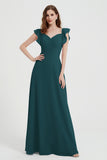 flattering bridesmaid dress v neckline flutter sleeves formal evening party dresses gowns