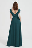 flattering bridesmaid dress v neckline flutter sleeves formal evening party dresses gowns