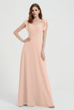 flattering bridesmaid dress v neckline flutter sleeves formal evening party dresses gowns