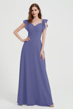 flattering bridesmaid dress v neckline flutter sleeves formal evening party dresses gowns