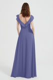 flattering bridesmaid dress v neckline flutter sleeves formal evening party dresses gowns