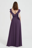 flattering bridesmaid dress v neckline flutter sleeves formal evening party dresses gowns