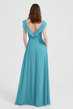 flattering bridesmaid dress v neckline flutter sleeves formal evening party dresses gowns