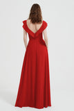 flattering bridesmaid dress v neckline flutter sleeves formal evening party dresses gowns