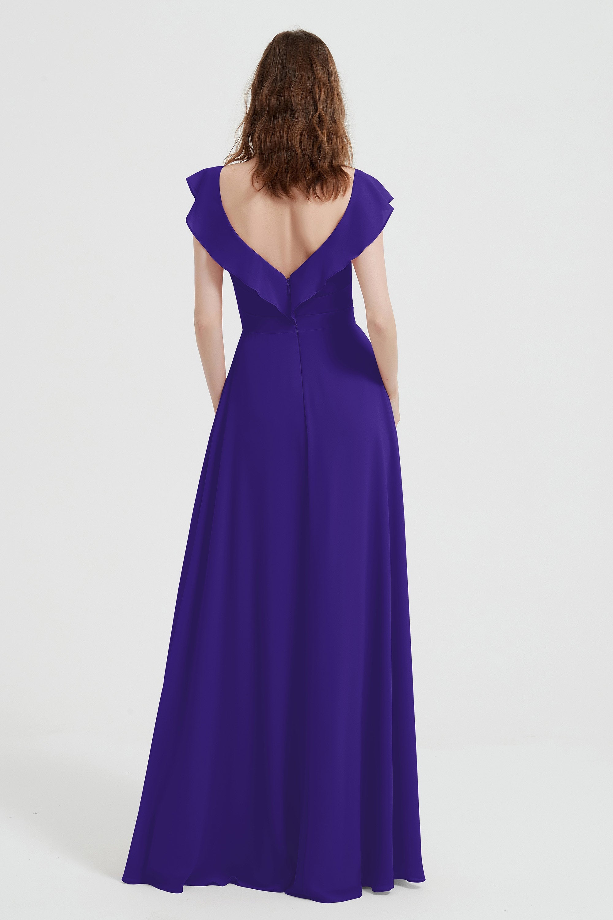 flattering bridesmaid dress v neckline flutter sleeves formal evening party dresses gowns
