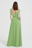 flattering bridesmaid dress v neckline flutter sleeves formal evening party dresses gowns