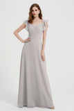flattering bridesmaid dress v neckline flutter sleeves formal evening party dresses gowns