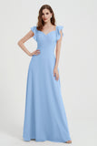 flattering bridesmaid dress v neckline flutter sleeves formal evening party dresses gowns