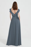 flattering bridesmaid dress v neckline flutter sleeves formal evening party dresses gowns