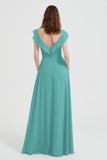 flattering bridesmaid dress v neckline flutter sleeves formal evening party dresses gowns