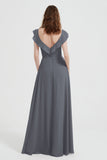 flattering bridesmaid dress v neckline flutter sleeves formal evening party dresses gowns