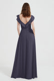 flattering bridesmaid dress v neckline flutter sleeves formal evening party dresses gowns
