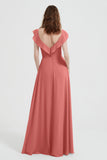 flattering bridesmaid dress v neckline flutter sleeves formal evening party dresses gowns
