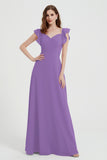flattering bridesmaid dress v neckline flutter sleeves formal evening party dresses gowns
