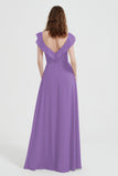 flattering bridesmaid dress v neckline flutter sleeves formal evening party dresses gowns