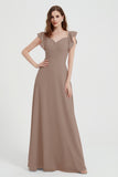 flattering bridesmaid dress v neckline flutter sleeves formal evening party dresses gowns