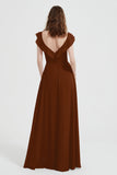 flattering bridesmaid dress v neckline flutter sleeves formal evening party dresses gowns