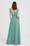 flattering bridesmaid dress v neckline flutter sleeves formal evening party dresses gowns
