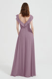 flattering bridesmaid dress v neckline flutter sleeves formal evening party dresses gowns