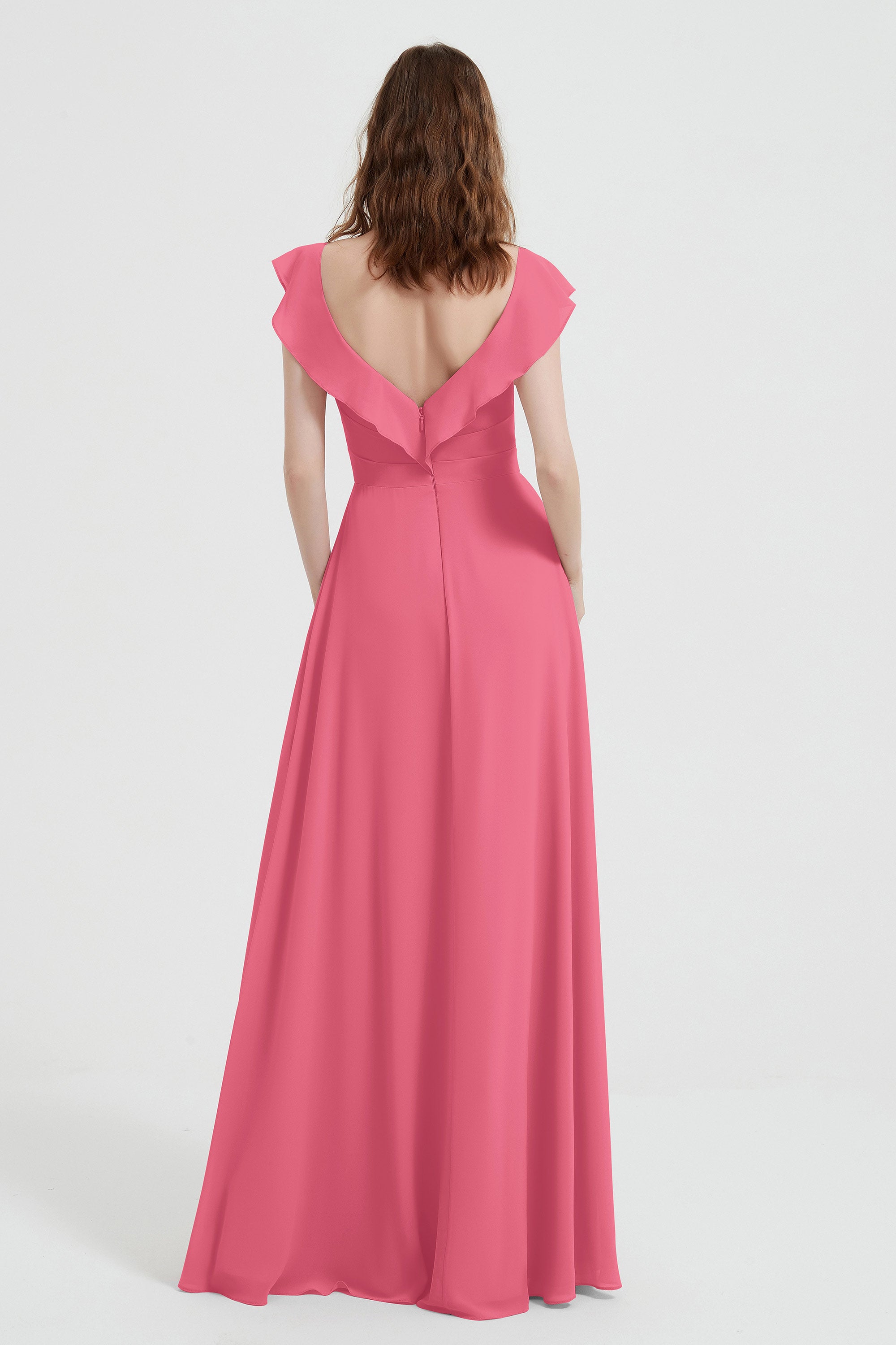 flattering bridesmaid dress v neckline flutter sleeves formal evening party dresses gowns
