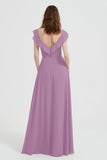 flattering bridesmaid dress v neckline flutter sleeves formal evening party dresses gowns