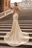 Hot Pink Floral Straps Mermaid Satin Long Prom Dress