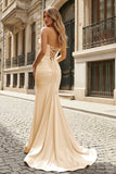 Mermaid Ruffles Strapless Mermaid Long Prom Dresses with Slit