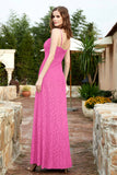 Spaghetti Straps Lace Formal Evening Dresses Square Party Bridesmaid Dress with Slit