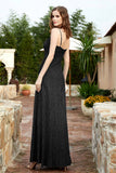 Spaghetti Straps Lace Formal Evening Dresses Square Party Bridesmaid Dress with Slit